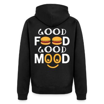 Good Food Good Mood - Unisex Premium Bio Zip Hoodie - Schwarz - Hinten - Nico (187cm)