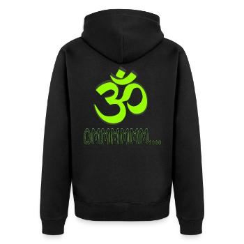 MANTRA OMMMMMMMM ...... - Unisex Premium Bio Zip Hoodie - Schwarz - Hinten - Nico (187cm)