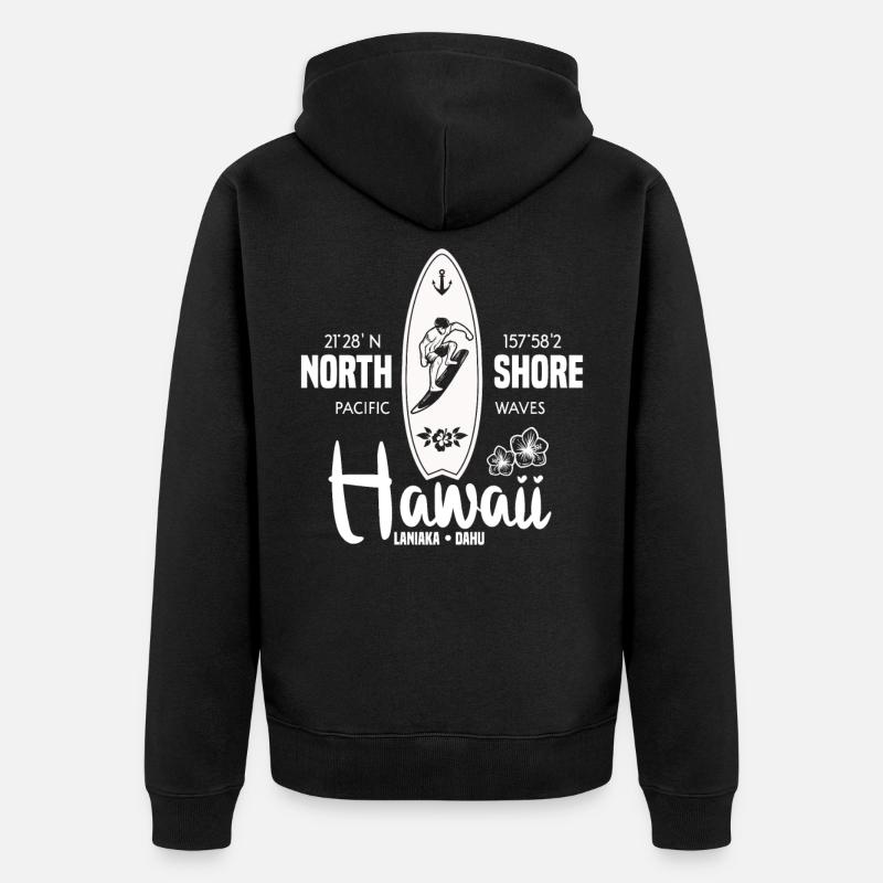 Surfeurs surfeurs Hawaii - Veste à capuche bio Premium Unisexe - noir