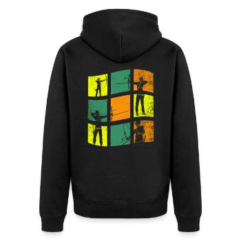 Retro Bogenschießen Vintage Bogenschütze - Unisex Premium Bio Zip Hoodie - Schwarz - Hinten - Nico (187cm)