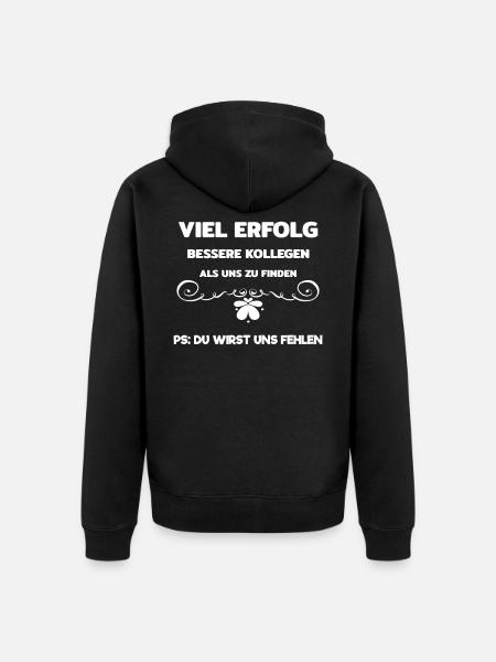 Abschiedsgeschenk Arbeitskollegin - Unisex Premium Bio Zip Hoodie - Schwarz