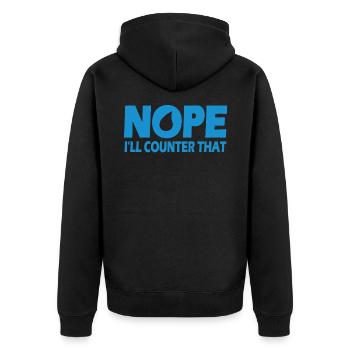 NOPE je vais contrer cela - Veste à capuche bio Premium Unisexe - noir - Dos - Nico (187cm)