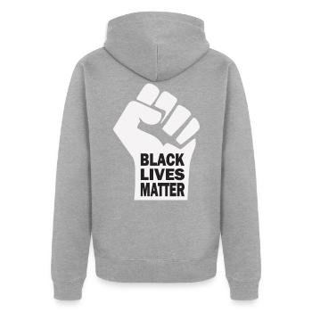 Black Lives Matter - Unisex Premium Bio Zip Hoodie - Grau meliert - Hinten - Nico (187cm)