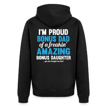 Stepdad Bonus Father - Unisex Premium Organic Zip Hoodie - black - Back - Nico (187cm)