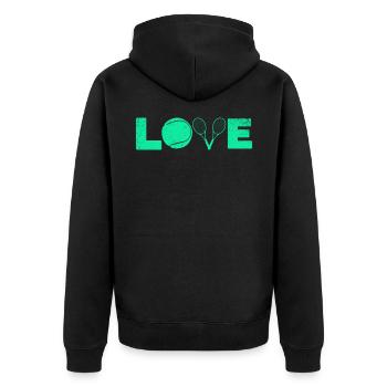 Tennis Love Tennisschläger - Unisex Premium Bio Zip Hoodie - Schwarz - Hinten - Nico (187cm)