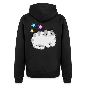 Mignon chat et étoiles kawaii - kawaii - Veste à capuche bio Premium Unisexe - noir - Dos - Nico (187cm)