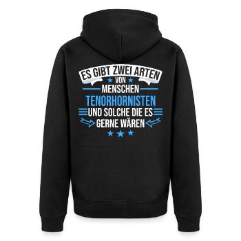Tenorhorn Blasinstrument Tenorhornist Spruch - Unisex Premium Bio Zip Hoodie - Schwarz - Hinten - Nico (187cm)