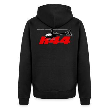 Umriss Von Einem R44 Hubschrauber - R44 Helicopter - Unisex Premium Bio Zip Hoodie - Schwarz - Hinten - Nico (187cm)
