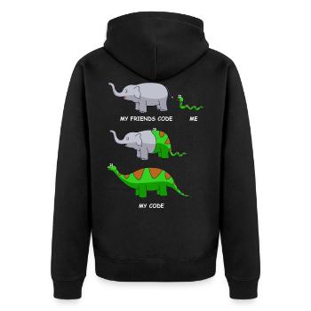 Elephant Being Eaten By A Snake - Unisex Premium Organic Zip Hoodie - black - Back - Nico (187cm)
