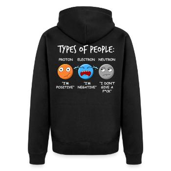 Proton Elektron Neutron - Physik - Unisex Premium Bio Zip Hoodie - Schwarz - Hinten - Nico (187cm)
