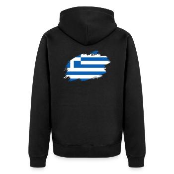 Griechenland griechisch Flagge Fahne - Unisex Premium Bio Zip Hoodie - Schwarz - Hinten - Nico (187cm)