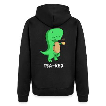 Tea Rex - Trex - Unisex Premium Organic Zip Hoodie - black - Back - Nico (187cm)
