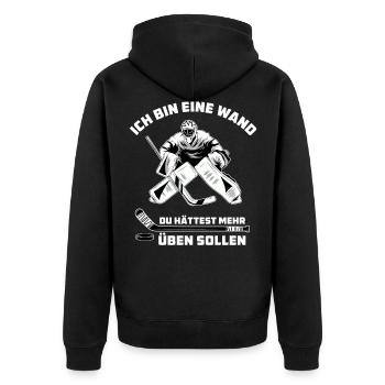 Stolzen Eishockey Torwart - Eishockey Torwart - Unisex Premium Bio Zip Hoodie - Schwarz - Hinten - Nico (187cm)