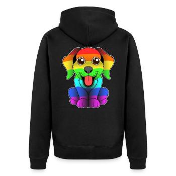 Chien et le drapeau arc-en-ciel - chien gay - Veste à capuche bio Premium Unisexe - noir - Dos - Nico (187cm)