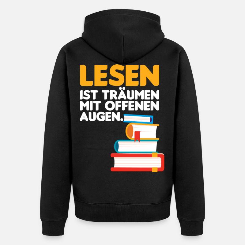 Buch lesen Bücher Leser - Unisex Premium Bio Zip Hoodie - Schwarz