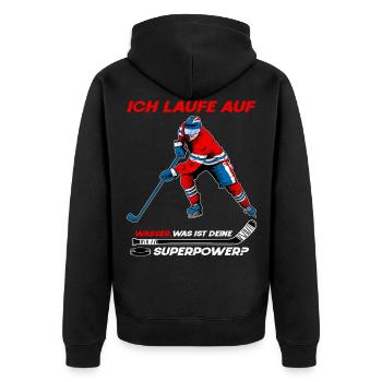 Fantastischen Eishockey Spieler - Eishockey - Unisex Premium Bio Zip Hoodie - Schwarz - Hinten - Nico (187cm)