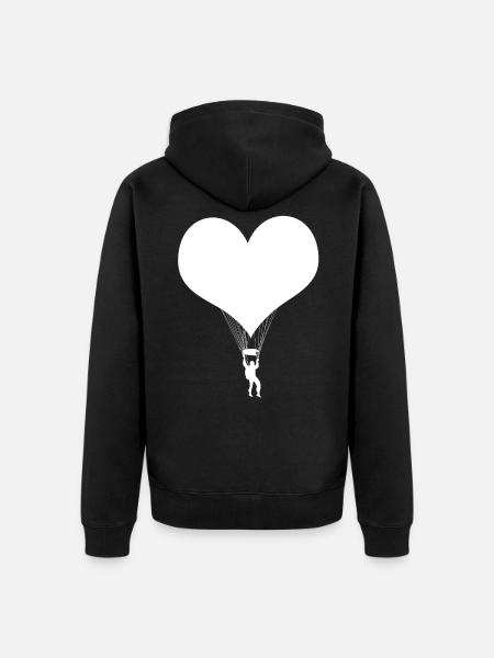 Parachute skydiving white - Unisex Premium Organic Zip Hoodie - black