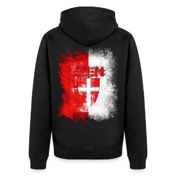Wien - Unisex Premium Bio Zip Hoodie - Schwarz - Hinten - Nico (187cm)