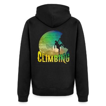 Klettern Kletterer - Unisex Premium Bio Zip Hoodie - Schwarz - Hinten - Nico (187cm)