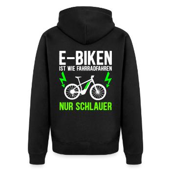 E-Bike Electro Fahrrad I Lustiges Pedelec E-Rad - Unisex Premium Bio Zip Hoodie - Schwarz - Hinten - Nico (187cm)