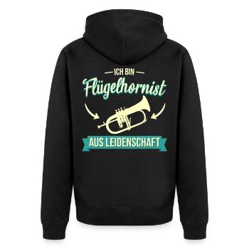 Flügelhornist Flügelhorn Horn Instrument Spruch - Unisex Premium Bio Zip Hoodie - Schwarz - Hinten - Nico (187cm)
