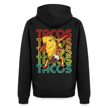 Dabbing Taco Cinco de Mayo Lustige Tacos - Unisex Premium Bio Zip Hoodie - Schwarz - Hinten - Nico (187cm)