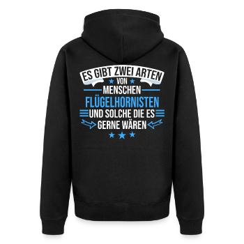 Flügelhornist Flügelhorn Horn Instrument Spruch - Unisex Premium Bio Zip Hoodie - Schwarz - Hinten - Nico (187cm)