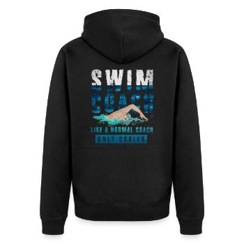 Schwimm Trainer Schwimmen - Unisex Premium Bio Zip Hoodie - Schwarz - Hinten - Nico (187cm)