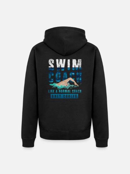 Natación entrenador de natación - Chaqueta con capucha prémium ecológica unisex - negro