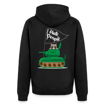 I Hate People Cat Tanks Funny I Hate People - Unisex Premium Organic Zip Hoodie - black - Back - Nico (187cm)