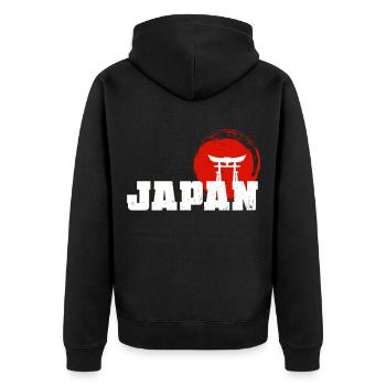 Drapeau japonais et sanctuaire - Veste à capuche bio Premium Unisexe - noir - Dos - Nico (187cm)