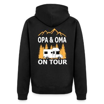 Grand-père et grand-mère en tour caravane camping-car - Veste à capuche bio Premium Unisexe - noir - Dos - Nico (187cm)
