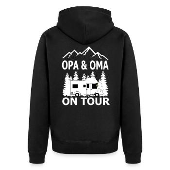 camping-car caravane grand-père et grand-mère on tour camping - Veste à capuche bio Premium Unisexe - noir - Dos - Nico (187cm)