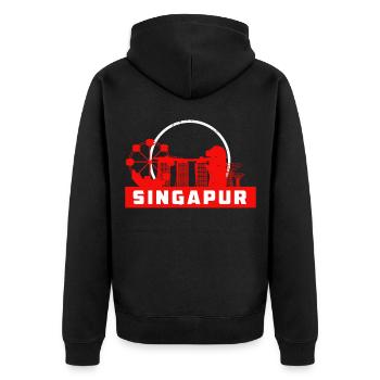 Sights of Singapore - Singapore - Unisex Premium Organic Zip Hoodie - black - Back - Nico (187cm)