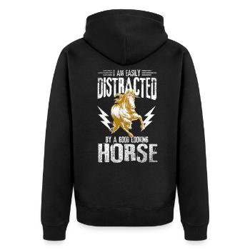 équestre - Veste à capuche bio Premium Unisexe - noir - Dos - Nico (187cm)