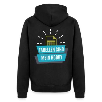 Tabelle - Buchhalter - Unisex Premium Bio Zip Hoodie - Schwarz - Hinten - Nico (187cm)