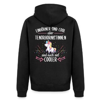 Tenorhorn Blasinstrument Tenorhornist Spruch - Unisex Premium Bio Zip Hoodie - Schwarz - Hinten - Nico (187cm)