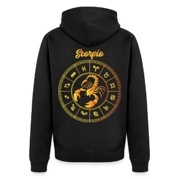 Scorpio Scorpio Zodiac Zodiac Horoscope Star - Unisex Premium Organic Zip Hoodie - black - Back - Nico (187cm)