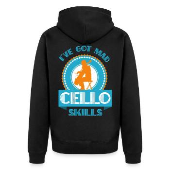 Cello player - cello - Unisex Premium Organic Zip Hoodie - black - Back - Nico (187cm)