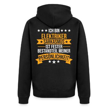 Elektriker Elektroniker Handwerker Beruf Spruch - Unisex Premium Bio Zip Hoodie - Schwarz - Hinten - Nico (187cm)