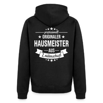 Hausmeister Handwerker Facility Manager Spruch - Unisex Premium Bio Zip Hoodie - Schwarz - Hinten - Nico (187cm)