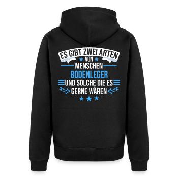 Bodenleger Handwerker Parkettleger Beruf Spruch - Unisex Premium Bio Zip Hoodie - Schwarz - Hinten - Nico (187cm)