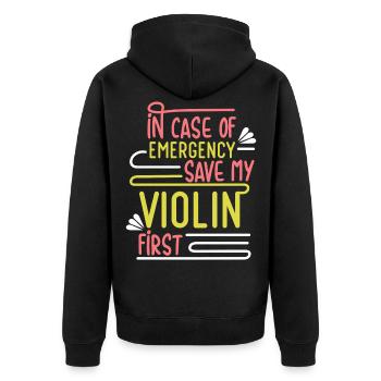 Save My Violin - Violine - Unisex Premium Bio Zip Hoodie - Schwarz - Hinten - Nico (187cm)