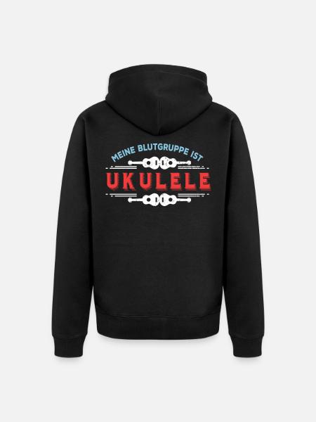 Blutgruppe Ukulele - Ukulele - Unisex Premium Bio Zip Hoodie - Schwarz
