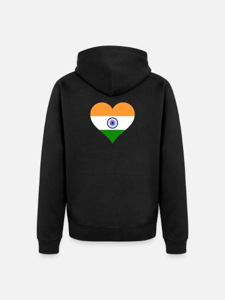 India indian ensign flag heart - Unisex Premium Organic Zip Hoodie - black