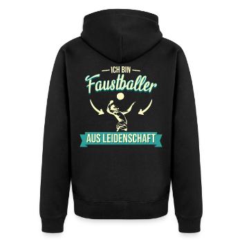 Faustball Fistball Sport Faustballer Spruch - Unisex Premium Bio Zip Hoodie - Schwarz - Hinten - Nico (187cm)