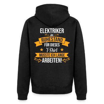 Elektriker Elektroniker Handwerker Beruf Spruch - Unisex Premium Bio Zip Hoodie - Schwarz - Hinten - Nico (187cm)