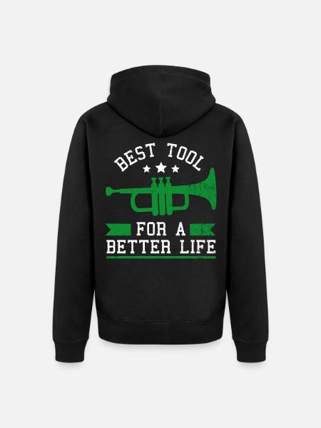 Green Trumpet - Trumpet - Unisex Premium Organic Zip Hoodie - black