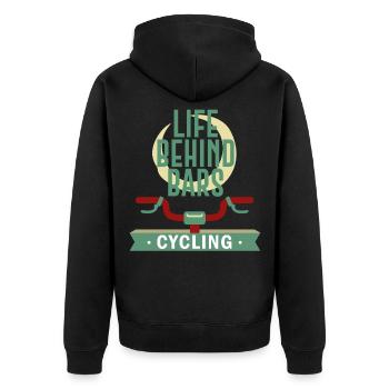 Life Behind Bars - Cycling - Unisex Premium Organic Zip Hoodie - black - Back - Nico (187cm)