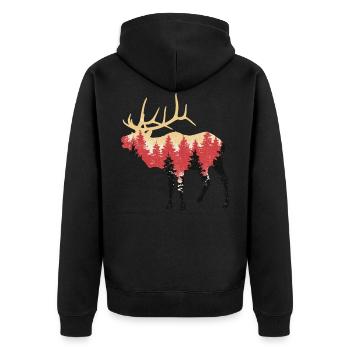 Orignal, cerf, élan, forêt, animal, forêt, animaux - Veste à capuche bio Premium Unisexe - noir - Dos - Nico (187cm)
